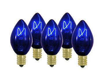 Pack of 25 Transparent Blue C7 Replacement Christmas Light Bulbs