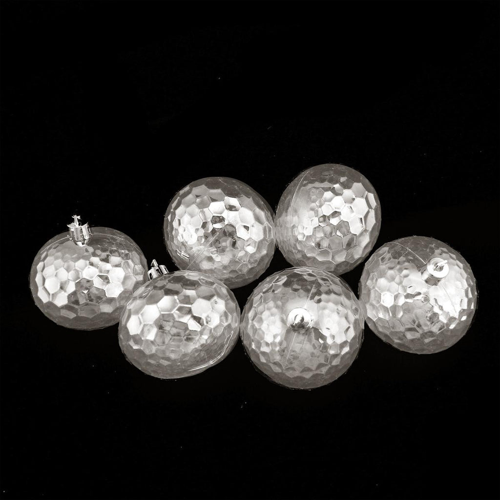 6ct Clear Transparent Shatterproof Hammered Disco Ball Christmas Ornaments 2.5" (60mm)