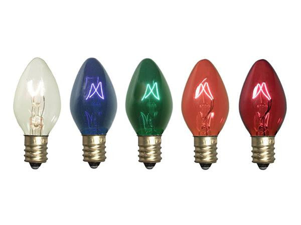 Pack of 25 Transparent Multi-Color Twinkle C9 Christmas Replacement Light Bulbs