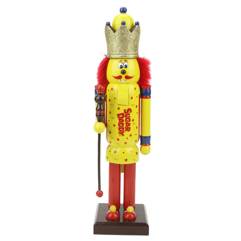 14" Decorative Yellow and Red SUGAR DADDY King Wooden Christmas Nutcracker Figure