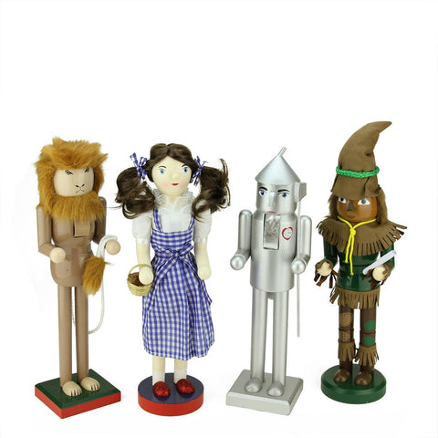 Set of 4 Decorative Wizard of Oz Wooden Christmas Nutcrackers