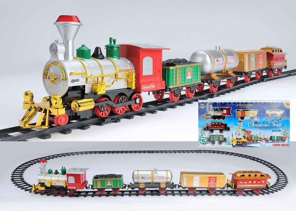 17-Piece Battery Operated Lighted & Animated Christmas Express Train Set with Sound