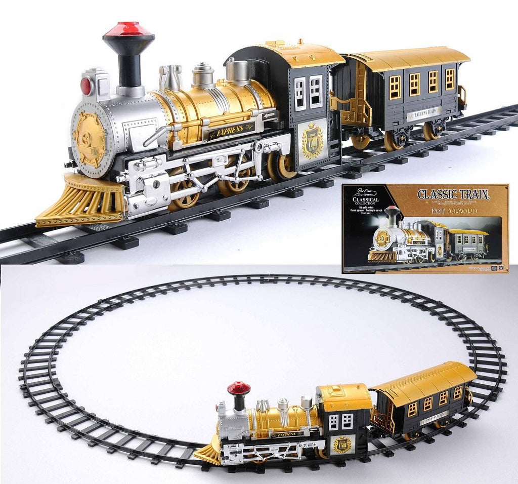 8-Piece Fast Forward Battery Operated Lighted & Animated Classic Train Set with Sound