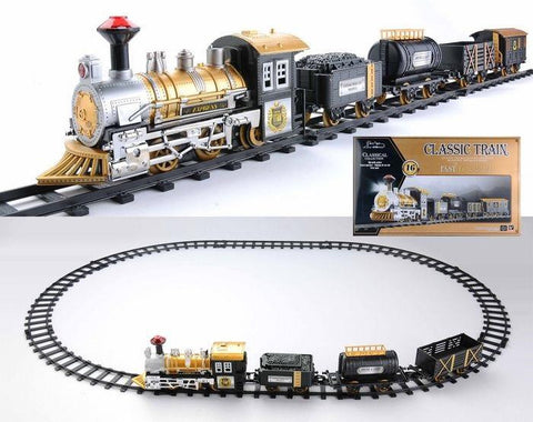 16-Piece Fast Forward Battery Operated Lighted & Animated Classic Train Set with Sound