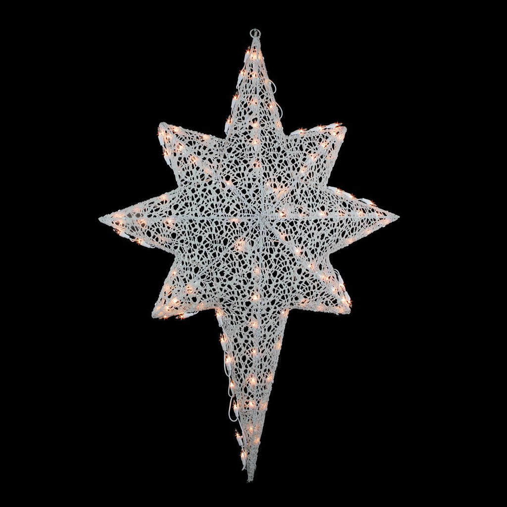 36" Lighted White Glittering Mesh 2-D Star of Bethlehem Christmas Yard Art Decoration