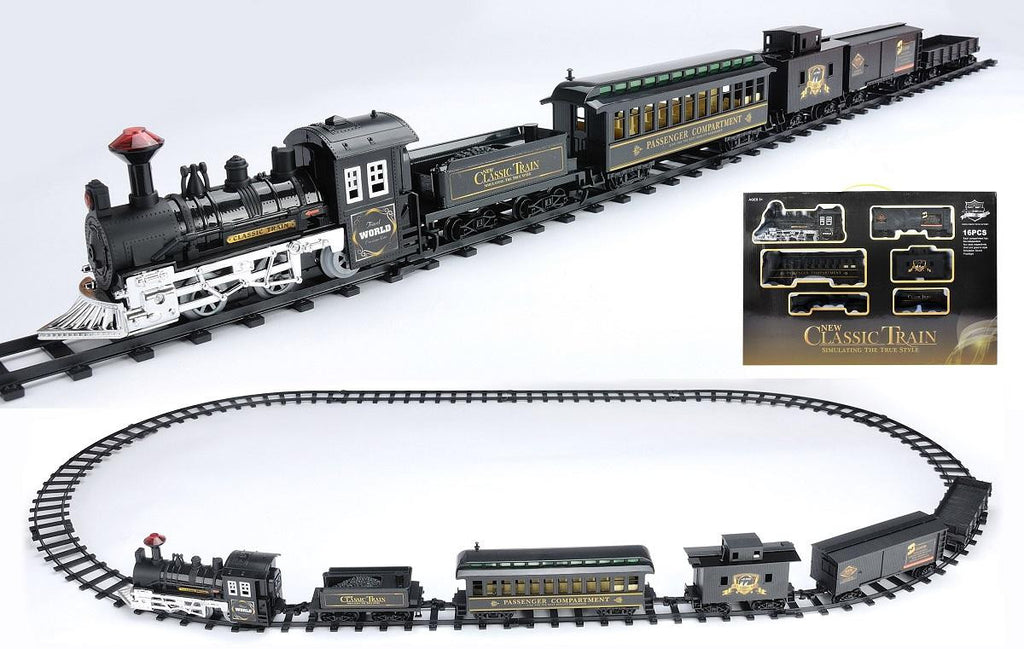 16-Piece Battery Operated Lighted & Animated Classic Train Set with Sound