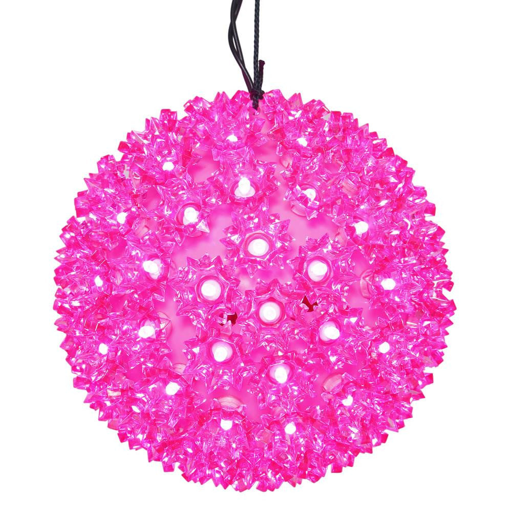 6" Pink LED Lighted Starlight Hanging Sphere Christmas Ball Decoration