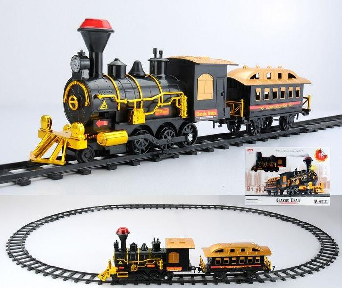 10-Piece Black Battery Operated Lighted & Animated Classic Train Set with Sound