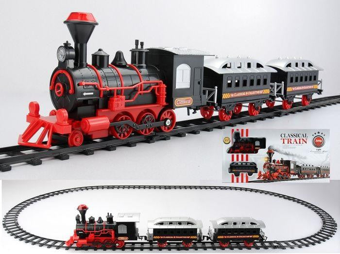 13-Piece Red and Black Battery Operated Lighted & Animated Classic Train Set with Sound