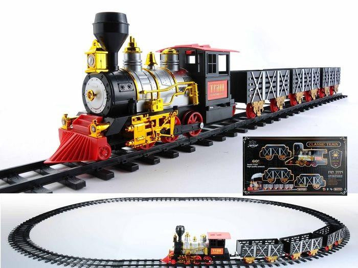 20-Piece Black and Red Battery Operated Lighted & Animated Classic Train Set with Sound