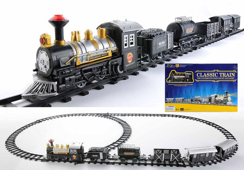 17-Piece Consumate Model Battery Operated Lighted & Animated Classic Train Set with Sound