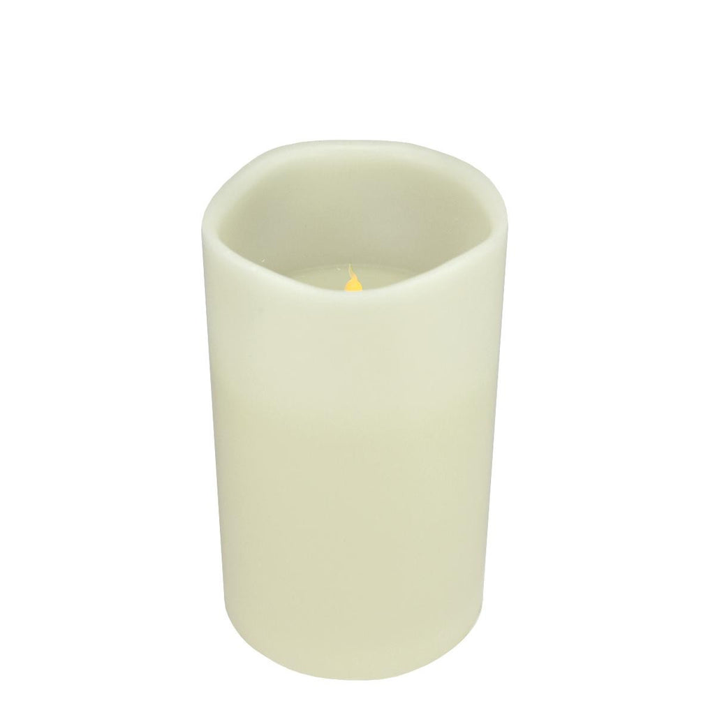 12" White Battery Operated Flameless LED Lighted 3-Wick Flickering Wax Christmas Pillar Candle