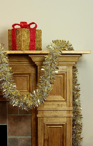 12' Soft and Sassy Gold and Silver Wide Cut Christmas Tinsel Garland - Unlit