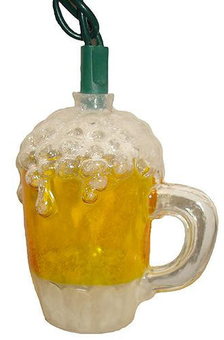 Set of 10 Beer Mug Summer Garden Patio Christmas Lights - White Wire