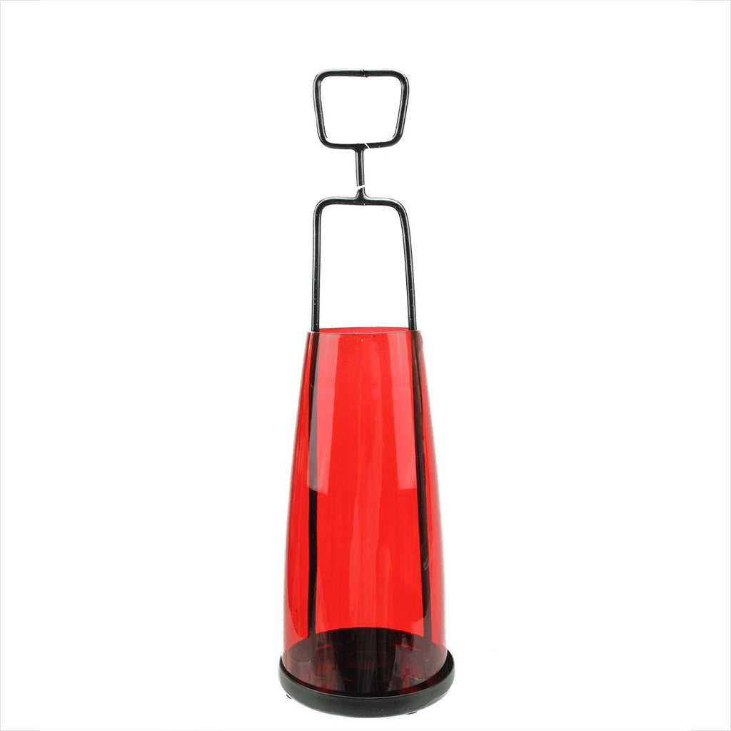 14.5" Retro Inspired Transparent Red Decorative Glass Tea Light Candle Holder