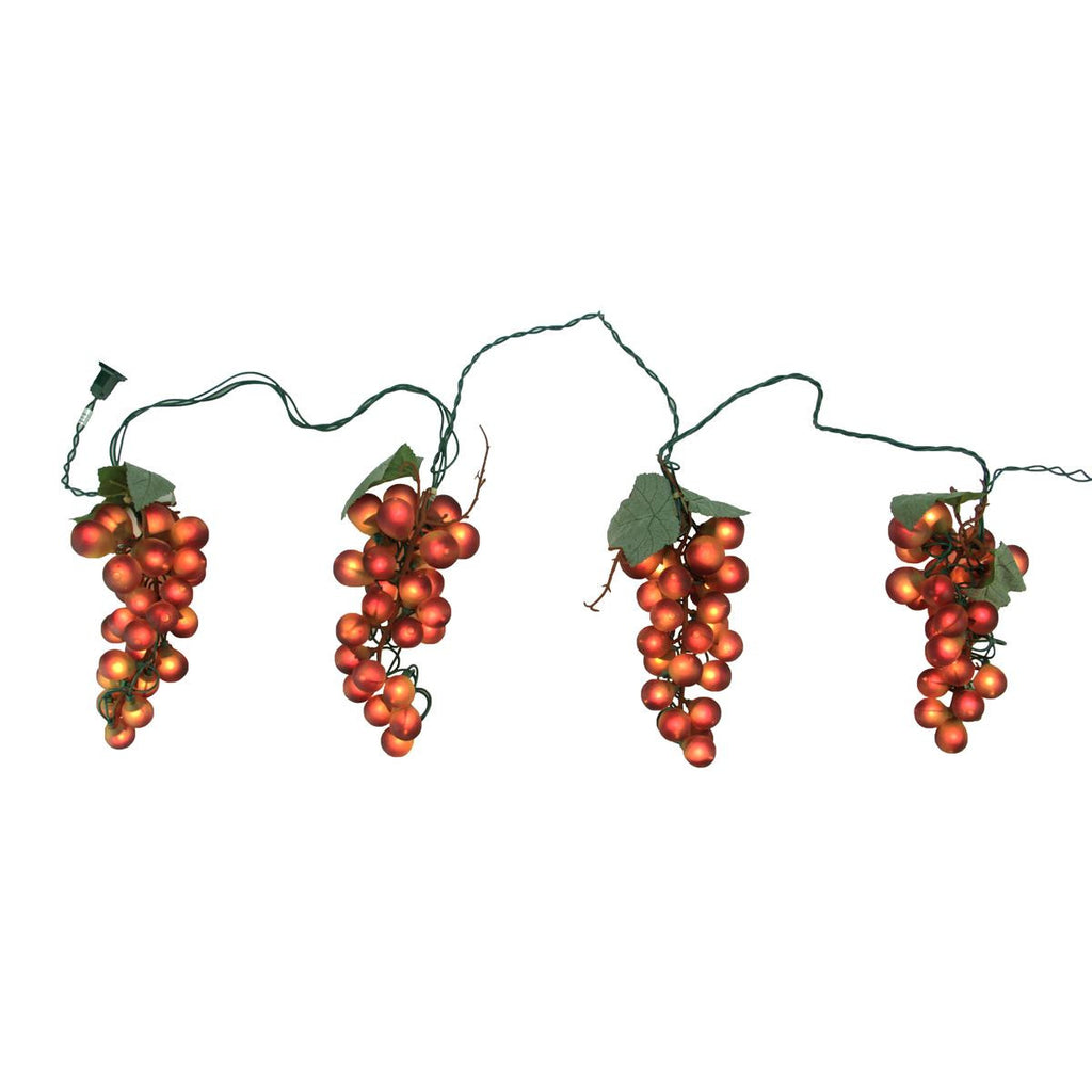 Tuscan Winery Red Grape Summer Garden Patio Christmas Light Set - 5 Clusters 35 Lights