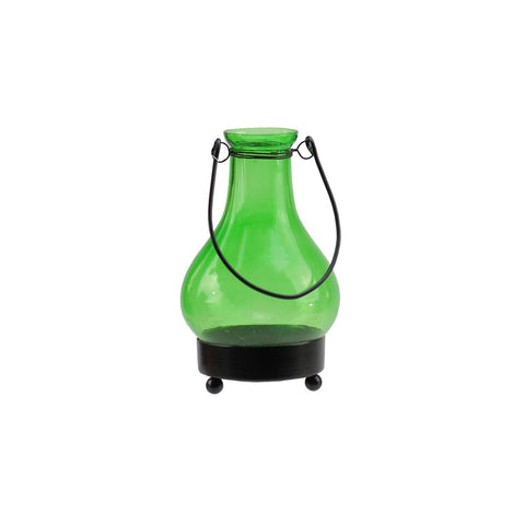 6.5" Transparent Green India Glass Bottle Tea Light Candle Lantern Decoration