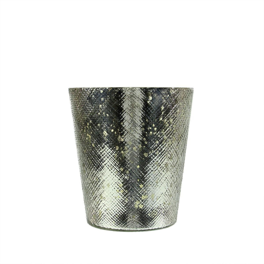 5.5" Decorative Shiny Silver Mercury Glass Votive Candle Holder