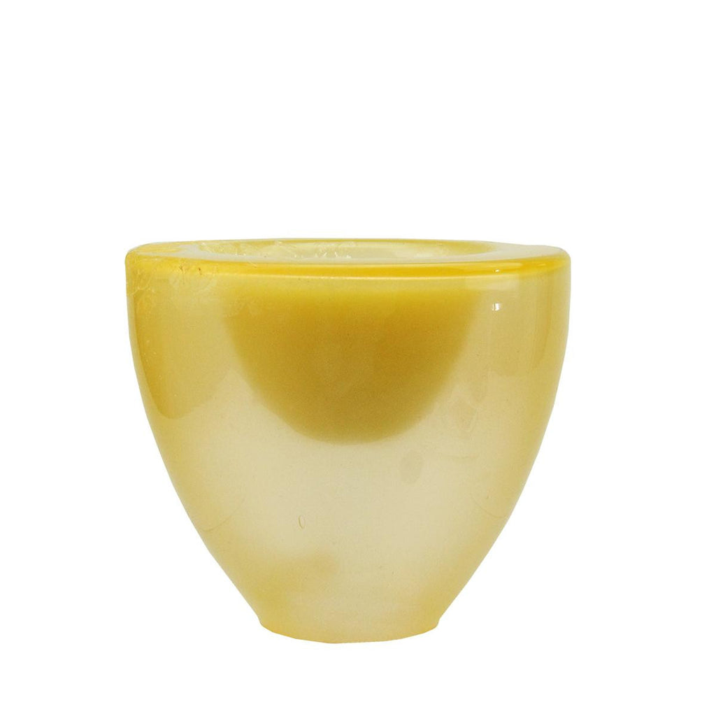 6" Decorative Yellow Torchiere Shaped Glass Votive Candle Holder with Wax Candle