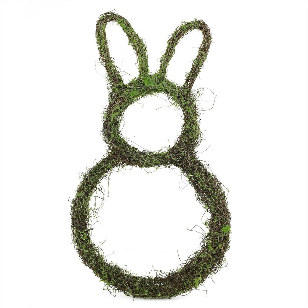 23" Grapevine Moss Easter Bunny Rabbit Artificial Spring Floral Wreath - Unlit