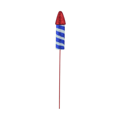 12.5" Red, White, and Blue Striped Firecracker Patriotic Party Pick Decoration