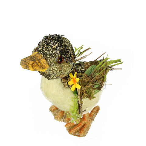 4.25" Brown, Ivory  and Orange Standing Duck Spring Table Top Decoration