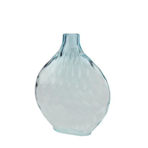 11.5" Disc Shaped Transparent Azure Blue OmbrÃƒÂ© Hand Blown Glass Vase