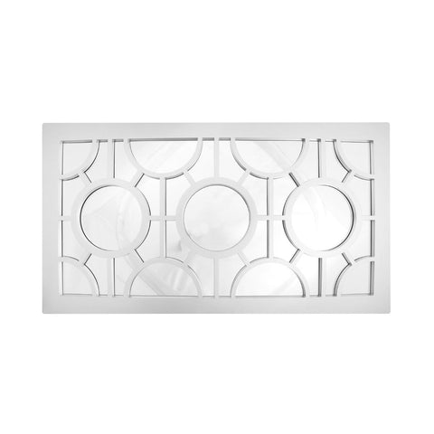 25.5" Pure White Geometrical Circles Decorative Rectangular Wall Mirror