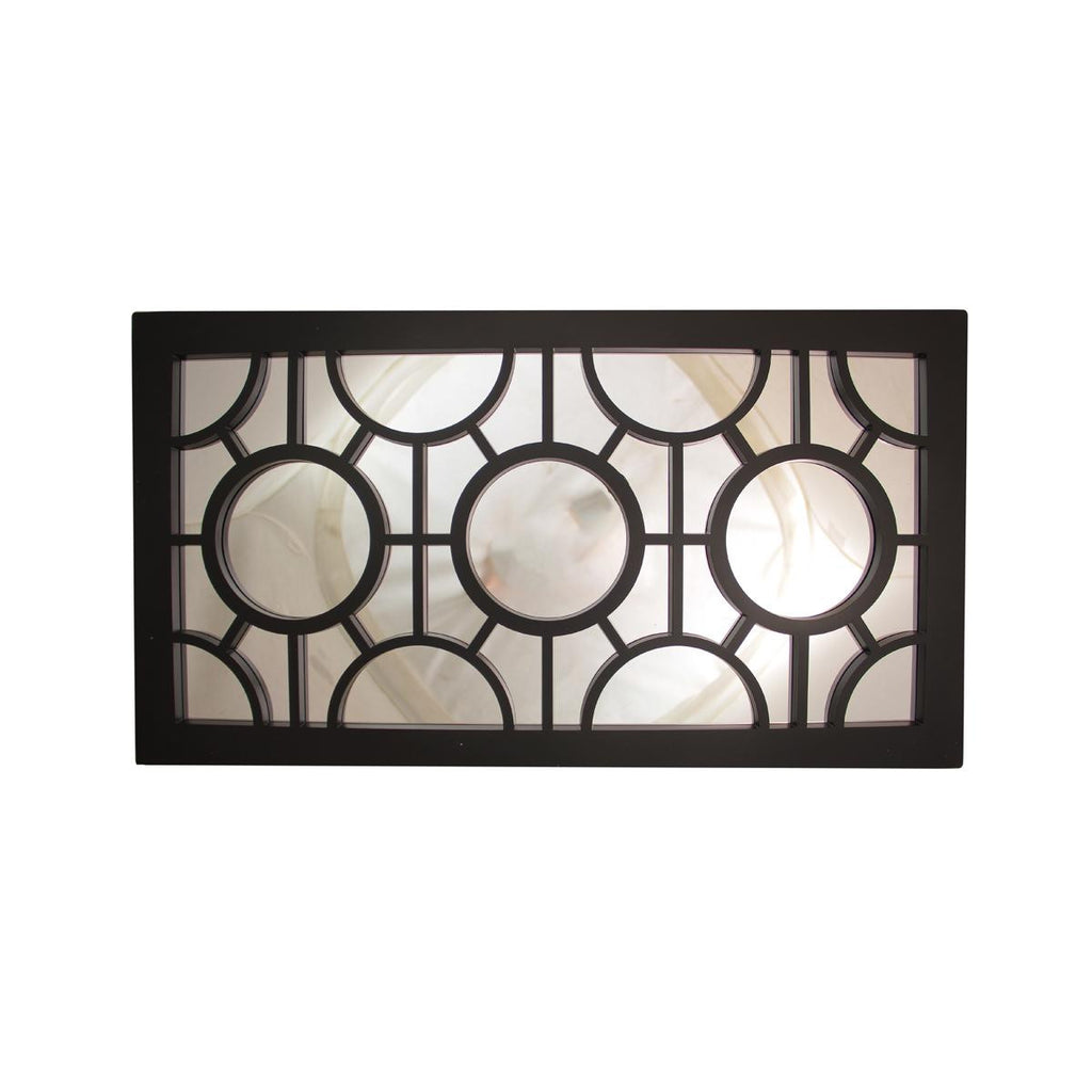 25.5" Jet Black Geometrical Circles Decorative Rectangular Wall Mirror