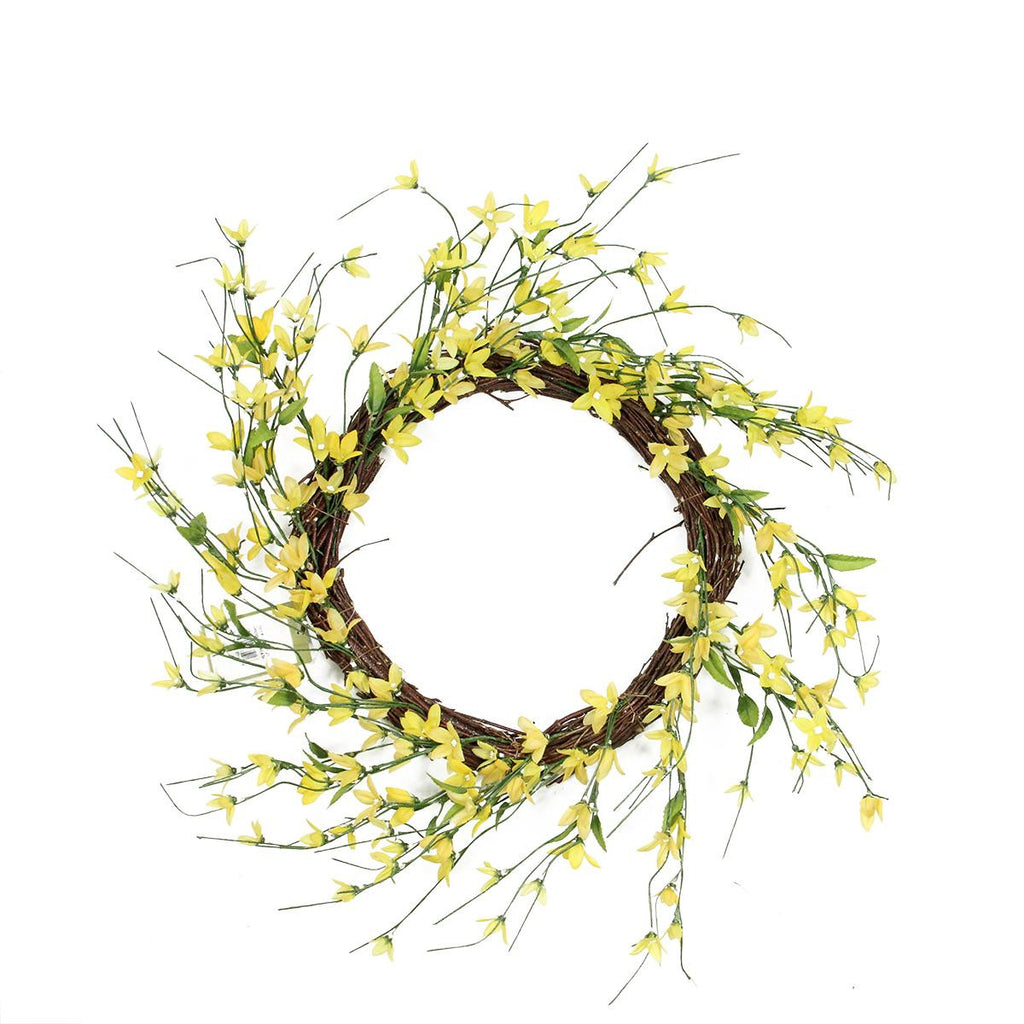 12" Yellow, Green and Brown Decorative Artificial Spring Floral Twig Wreath - Unlit