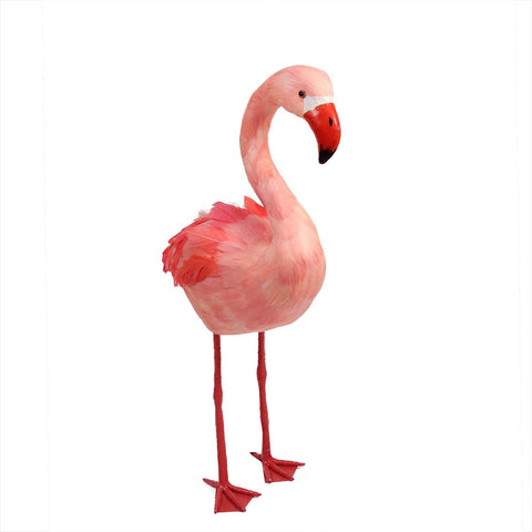 22.75" Standing Pink Feathered Flamingo Spring Decoration