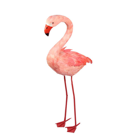 36.5" Standing Pink Feathered Flamingo Spring Decoration