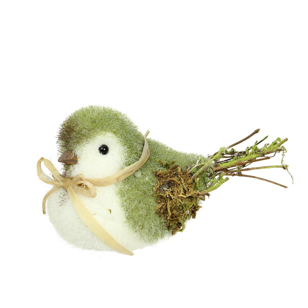 8.25" Green, White and Brown Decorative Spring Bird Table Top Figure