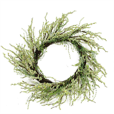 12" Green and Brown Decorative Berry Artificial Spring Twig Wreath - Unlit