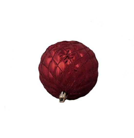 Shiny Burgundy Diamond Design Shatterproof Christmas Ball Ornament 3.75"