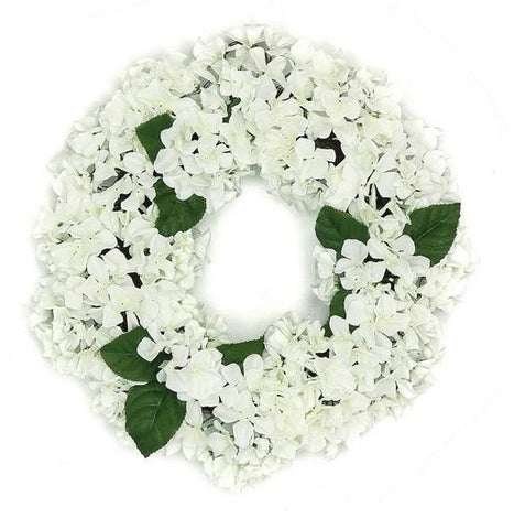 22" Decorative Cream and Green Artificial Floral Hydrangea Wreath - Unlit