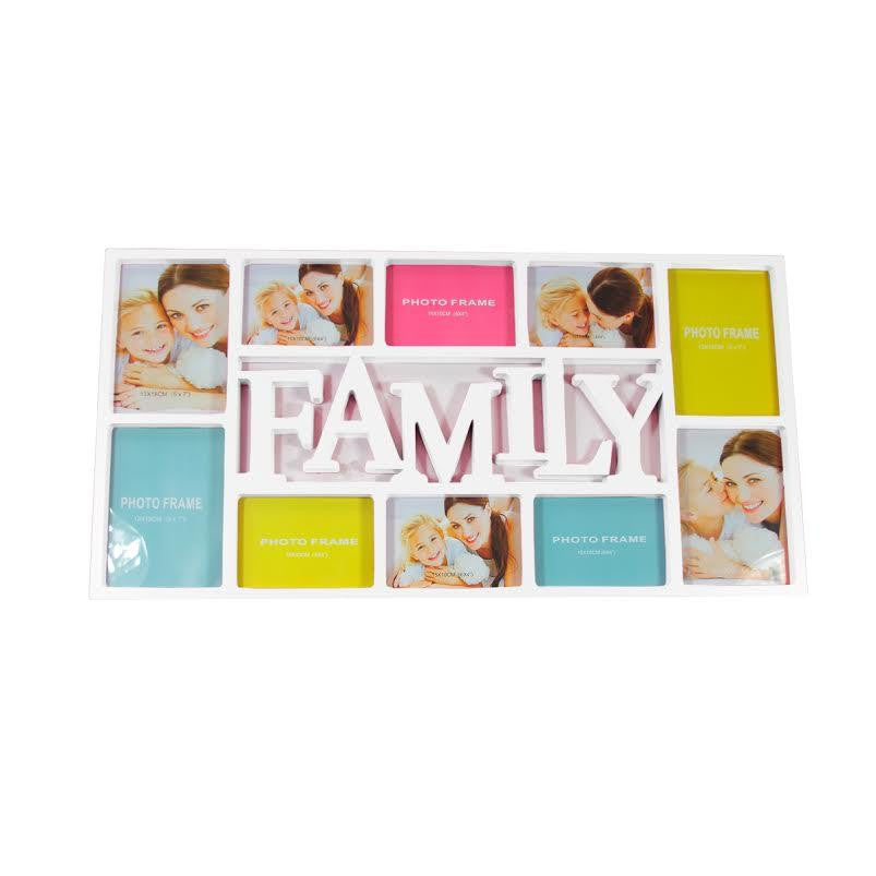 28.75" White Dual-Sized "Family" Photo Picture Frame Collage Wall Decoration