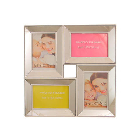 13.75" White Trimmed Glass Encased Photo Picture Frame Collage Wall Decoration