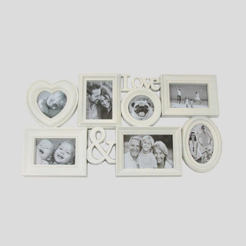 26.5" White Multi-Sized "Love &" Photo Picture Frame Collage Wall Decoration