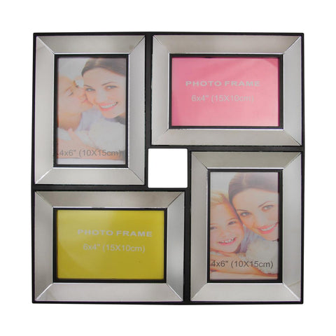 13.75" Black Trimmed Glass Encased Photo Picture Frame Collage Wall Decoration