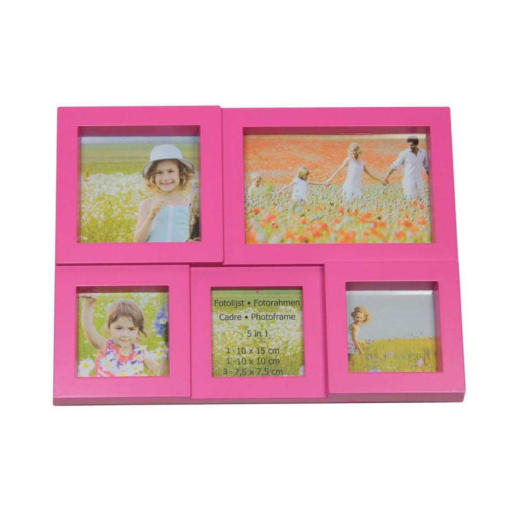 11.5" Pink Multi-Sized Puzzled Photo Picture Frame Collage Wall Decoration