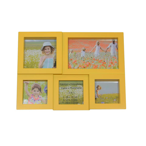 11.5" Yellow Multi-Sized Puzzled Photo Picture Frame Collage Wall Decoration