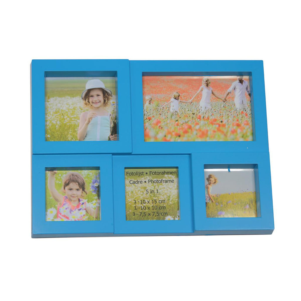 11.5" Blue Multi-Sized Puzzled Photo Picture Frame Collage Wall Decoration