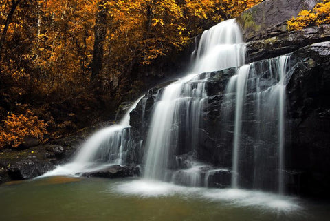 Natures Woods Autumn Waterfall Scene Canvas Wall Art 15.75" x 23.5"