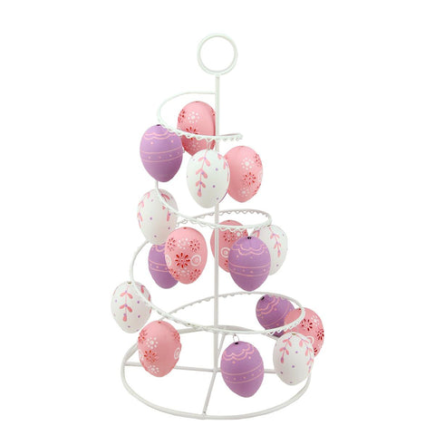 14.25" Pastel Pink, White and Purple Floral Cut-Out Spring Easter Egg Tree