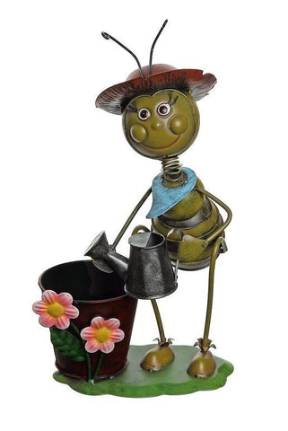 13.5" Vintage Bee With Watering Can Decorative Spring Outdoor Garden Planter