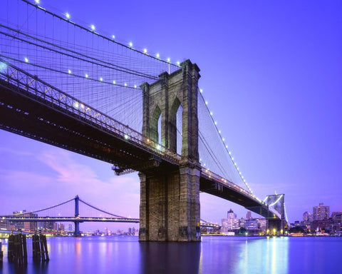 LED Lighted Famous New York City Brooklyn Bridge Canvas Wall Art 15.75" x 23.5"