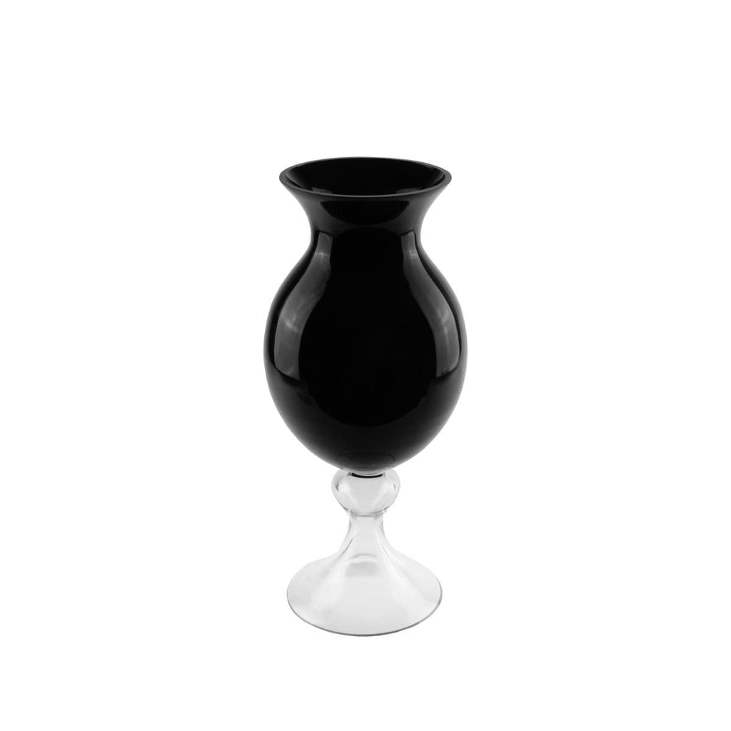 15.75" Jet Black and Transparent Glass Flower Vase