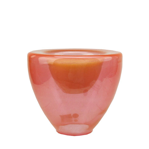 6" Decorative Coral Pink Torchiere Shaped Glass Votive Candle Holder with Wax Candle