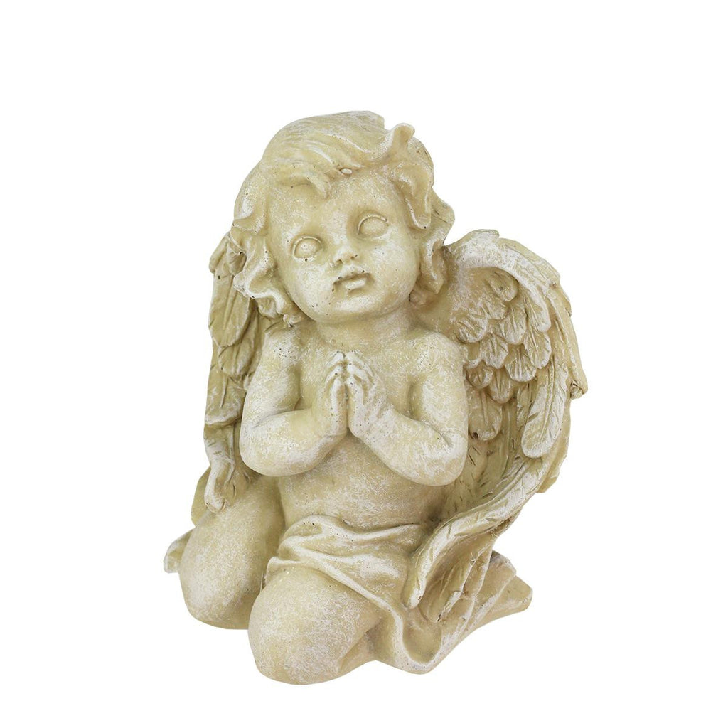 6" Heavenly Gardens Distressed Almond Brown Praying Cherub Angel Outdoor Patio Garden Statue